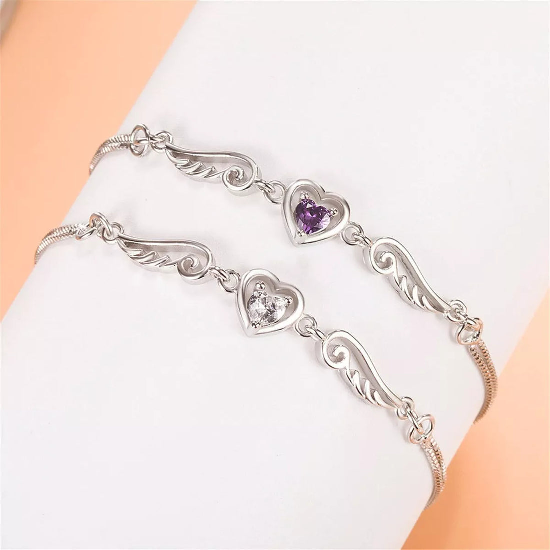 Brazalete De Plata 925 Corazón Alas Ángel