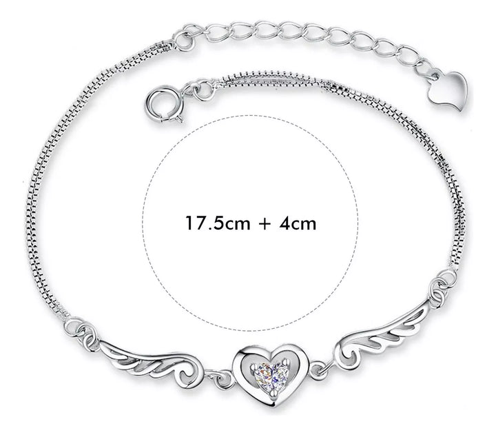 Brazalete De Plata 925 Corazón Alas Ángel