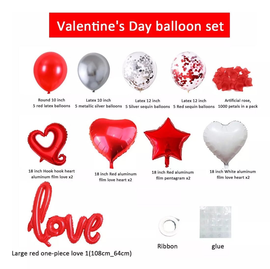 Kit Globos De Corazón Y Pétalos